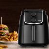 Midea MF-TN35D air fryer, forrólevegős fritőz, 3,5 literes sütőkosár, állítható hőmérséklet 200 °C-ig, 1500 W, fekete,