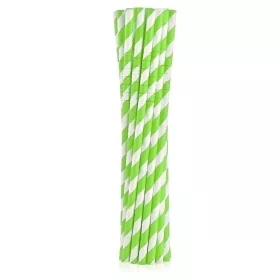 Zöld Green Stripes rugalmas papír szívószál 12 db-os.