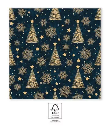 Karácsonyi Gold Trees szalvéta 20 db-os 33x33 cm.