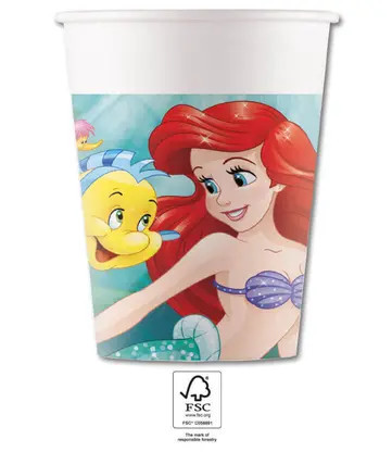 Disney Hercegnők, Ariel Curious papír pohár 8 db-os 200 ml FSC,