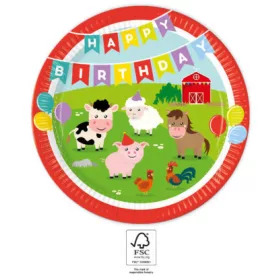 Farm Party papírtányér 8 db-os 23 cm FSC.