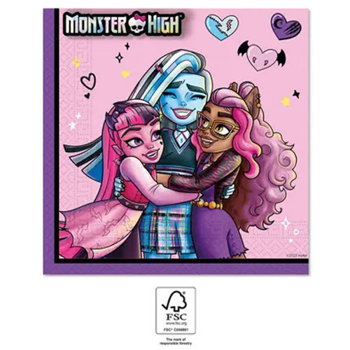 Monster High Friends szalvéta 20 db-os 33x33 cm FSC,