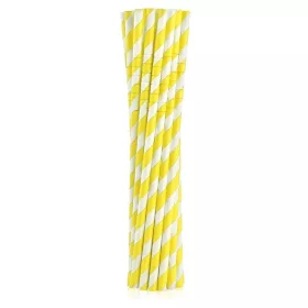 Sárga Yellow Stripes rugalmas papír szívószál 12 db