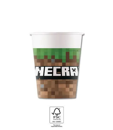 Minecraft Green papír pohár 8 db-os 200 ml FSC,