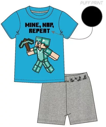 Minecraft Mine Nap Repeat gyerek rövid pizsama 8 év / 128 cm