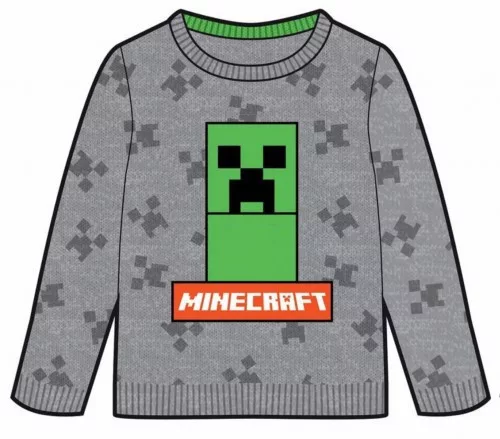 Minecraft Grey gyerek kötött pulóver 8 év / 128 cm