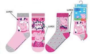 Peppa malac Sparkle Steps Grey gyerek zokni  27/30