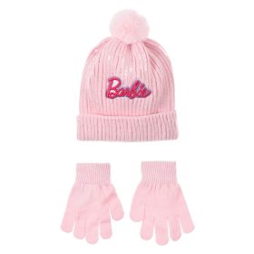   Barbie Light Pink flitteres gyerek sapka + kesztyű szett 52 cm
