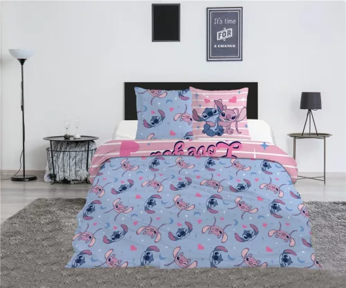 Disney Lilo és Stitch, A csillagkutya Love You dupla, kétszemélyes ágyneműhuzat 240×220cm, 65x65 cm