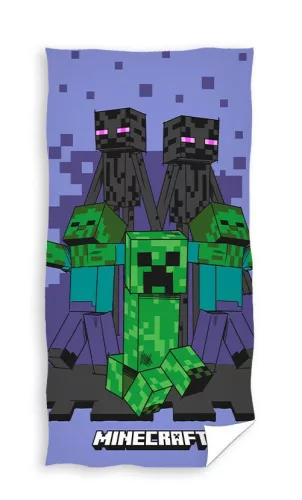 Minecraft Purple Attack fürdőlepedő, strand törölköző 70x140cm