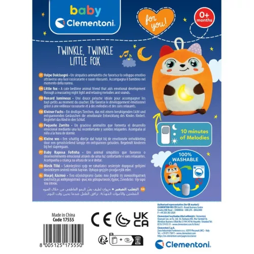 Róka Twinkle Twinkle éjszakai fény és játék Clementoni