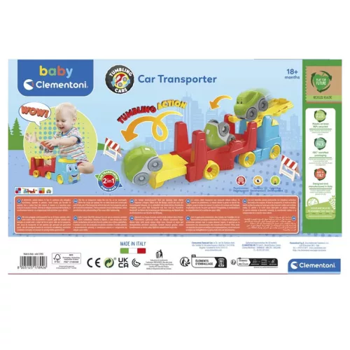Színes Team Red bukfenceztető autószállító 2 az 1-ben Clementoni