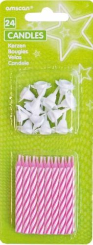 Pink spirál tortagyertya, gyertya szett 24 db-os