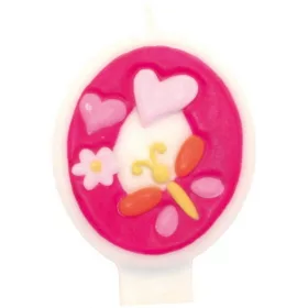 Virágos Butterfly számgyertya, tortagyertya 0-ás