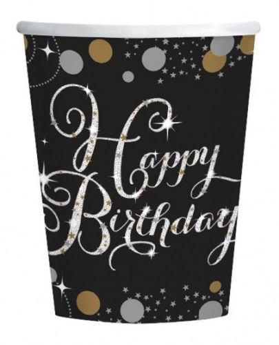 Happy Birthday Gold papír pohár 8 db-os 250 ml