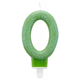 Színes Green csillogó tortagyertya, számgyertya 0-ás