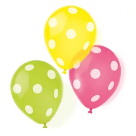Pöttyös Dots léggömb, lufi 6 db-os 9 inch (22,8 cm)