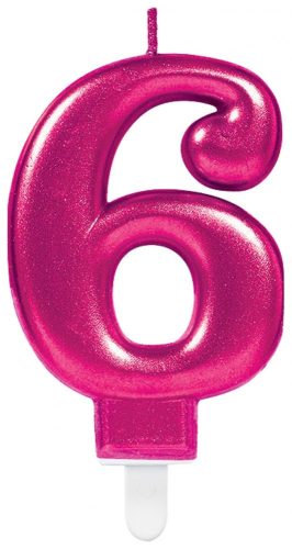 Rózsaszín Pink számgyertya, tortagyertya 6-os