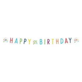 Konfettis Colorful Happy Birthday 21 felirat 180 cm