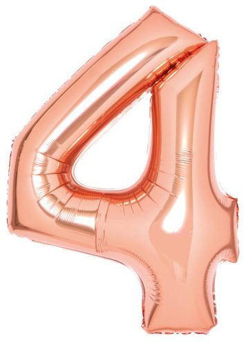 Rose Gold 4-es szám fólia lufi 66 cm