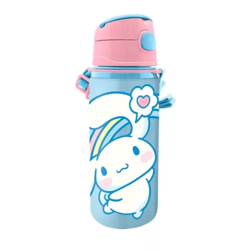 Hello Kitty Cinnamoroll alumínium szívószálas kulacs akasztóval 600 ml