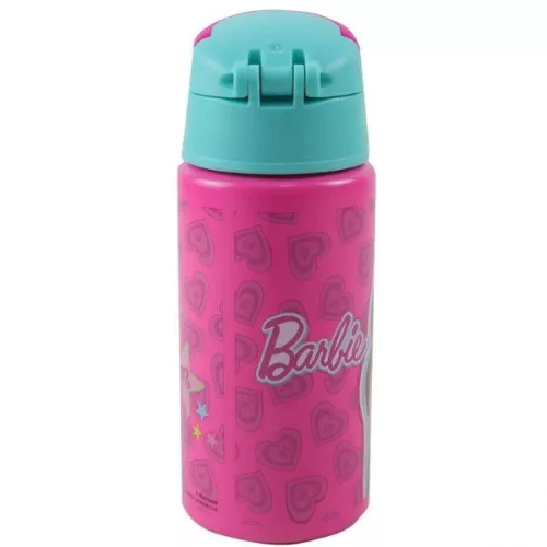 Barbie Love alumínium szívószálas kulacs akasztóval 500 ml