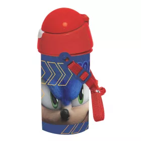   Sonic a sündisznó Speed műanyag szívószálas kulacs akasztóval 500 ml