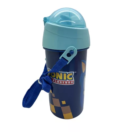 Sonic a sündisznó Speed Blue műanyag szívószálas kulacs akasztóval 500 ml