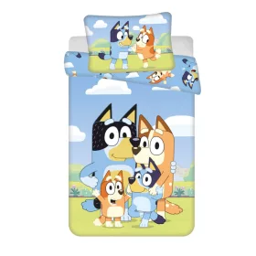   Bluey Happy Family gyerek, ovis ágyneműhuzat 100×135cm, 40×60 cm