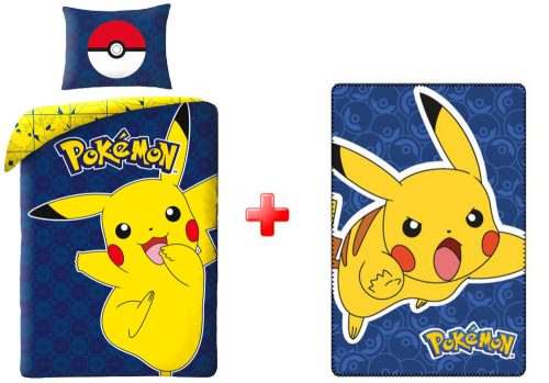 Pokémon Joyful Pikachu  ágyneműhuzat és polár takaró szett