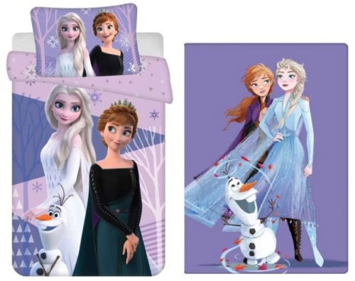 Disney Jégvarázs Purple gyerek, ovis ágyneműhuzat és polár takaró szett