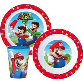   Super Mario Mushroom Kingdom étkészlet, micro műanyag szett, pohárral 260 ml