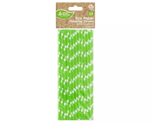 Zöld Green Polka Dots papír szívószál 24 db-os