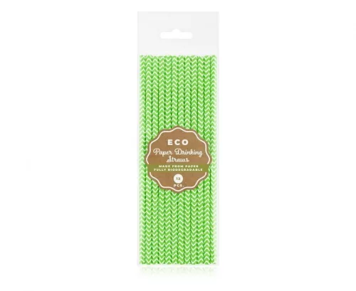 Zöld Lime Green Chevron papír szívószál 12 db-os