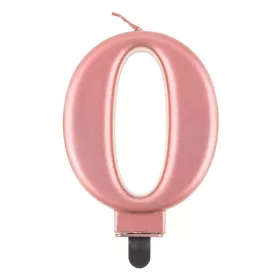 Rose Gold 0-ás Metallic számgyertya, tortagyertya