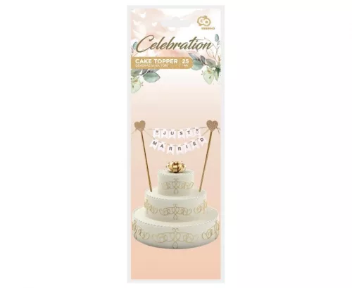 Esküvő Just Married torta dekoráció 25 cm