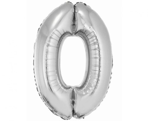 Ezüst 0-ás Silver szám fólia lufi 76 cm