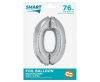 Ezüst 0-ás Silver szám fólia lufi 76 cm