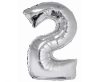 Ezüst 2-es Silver szám fólia lufi 76 cm