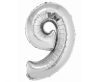Ezüst 9-es Silver szám fólia lufi 76 cm