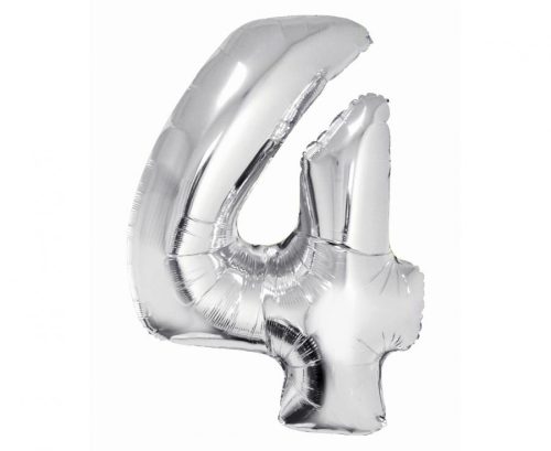 Ezüst 4-es Silver szám fólia lufi 76 cm