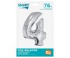 Ezüst 4-es Silver szám fólia lufi 76 cm