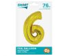 Arany 6-os Gold szám fólia lufi 76 cm