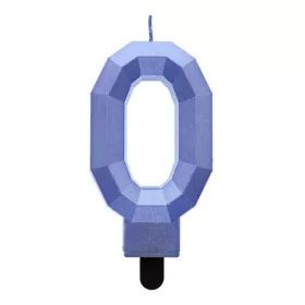 Kék 0-ás Diamond Metallic számgyertya, tortagyertya