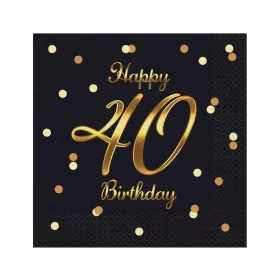 Happy Birthday 40 B&C Gold szalvéta 20 db-os 33x33 cm