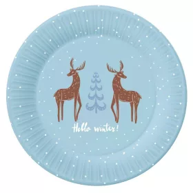 Karácsonyi Hello Winter Blue papírtányér 6 db-os 18 cm