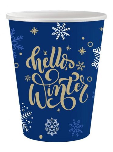 Karácsonyi Hello Winter papír pohár 6 db-os 250 ml