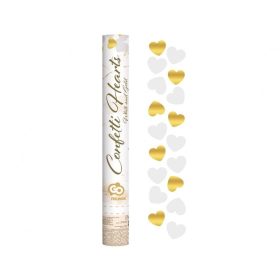 Szív Gold White Hearts konfetti kilövő 40 cm