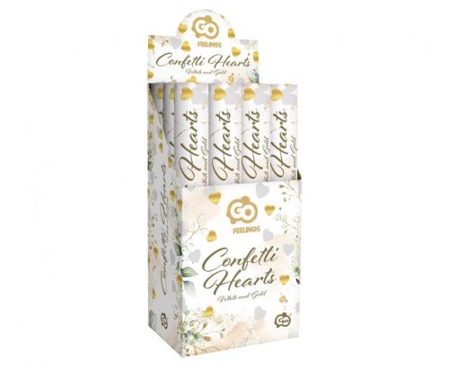 Szív Gold White Hearts konfetti kilövő 40 cm