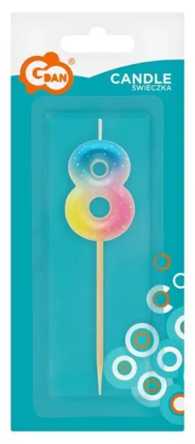 Színes mini 8-as Pastel Ombre számgyertya, tortagyertya
